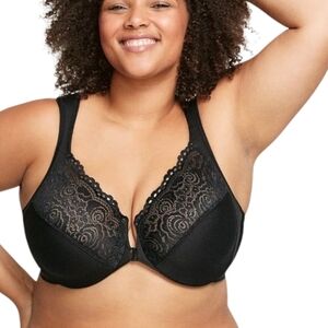 Front-Close Glamorise Black 50H Bra NWOT